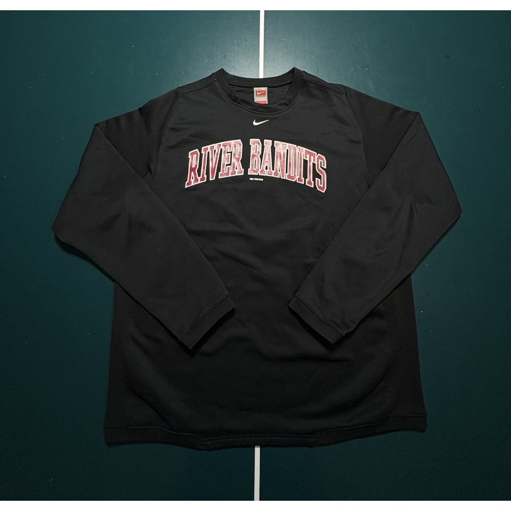 Vintage Nike Quad City River Bandits Sweatshirt XL Center‎ Swoosh MILB Baseball